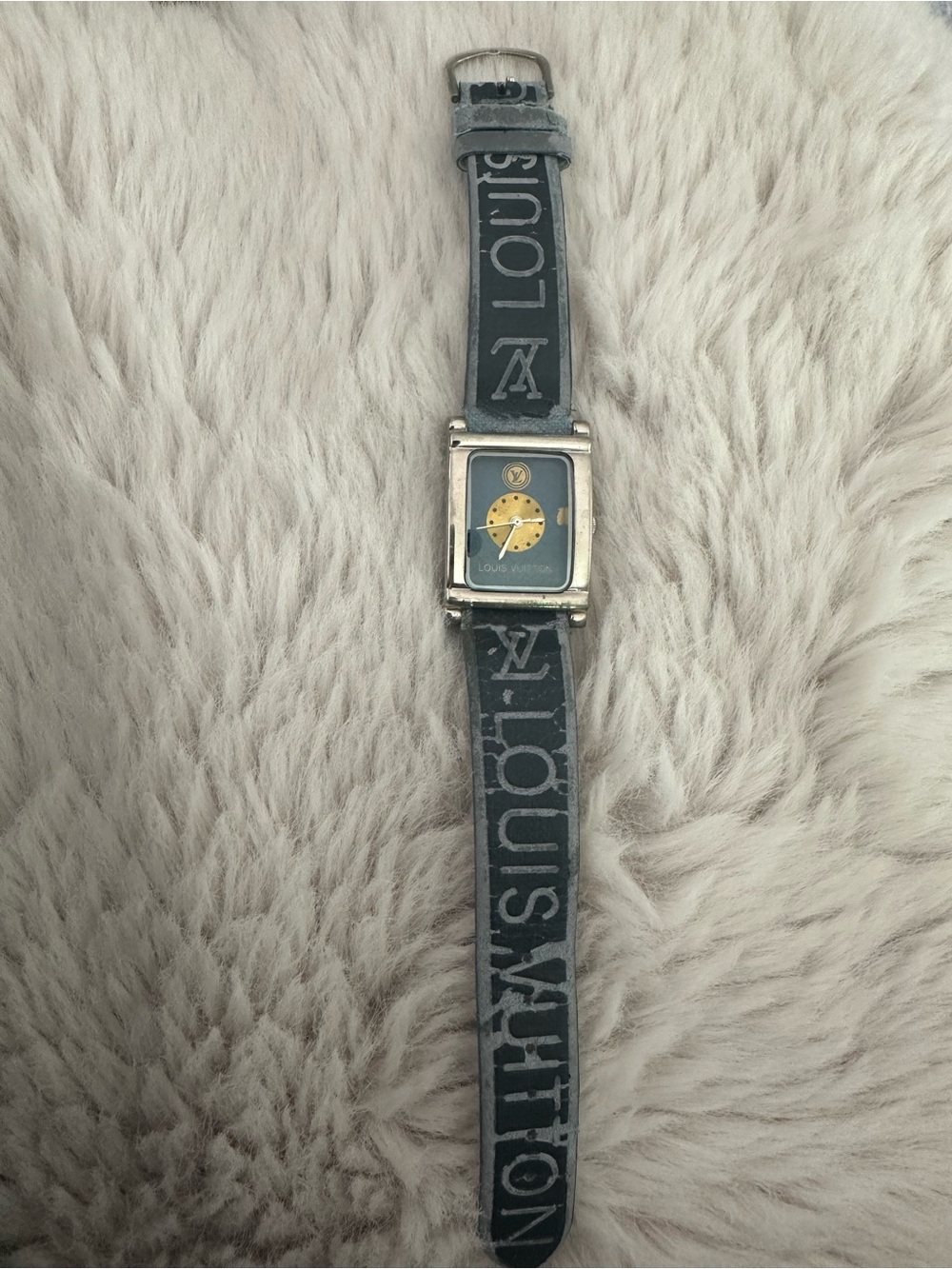 Louis Vuitton Black and Gold Rectangular Dial Strap Watch - Picture 9 of 9